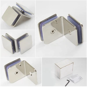 High quality stainless steel 90 degree double side glass to glass door clamp for shower screen room
