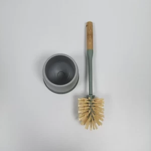 Highly efficient soft  TPR toilet brush with holder bathroom toilet cleaning brush bamboo handle plastic tolet brush set