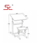 Hight adjustable kid drafting drawing table in school furniture