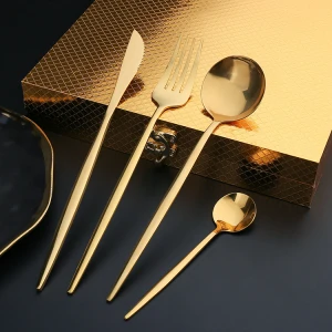 Hight Quality OEM Metal Mirror polishing Stainless Steel Knife Spoon Fork Set 16 piece Cutlery Set with Wooden Box