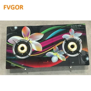 Home appliance color tempered 3D glass 2burners cooktop
