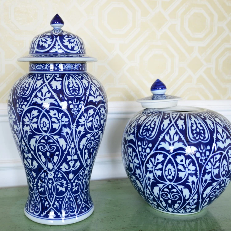 Home Goods Decor Chinese Modern Design Ceramic Flower Vase,Wholesale Antique Pottery Blue And White Porcelain Vase For Wedding