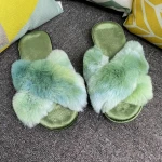 Hot custom label lover house slippers faux fur slides ladies memory foam insole soft footwear winter spring women slippers