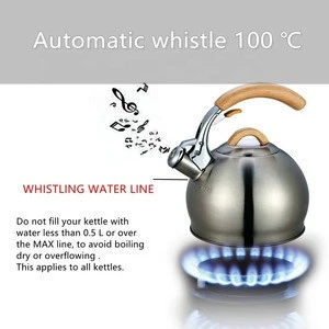 hot sale 2019 home kitchen appliances commercial  wood handle whistling kettle stainless steel