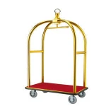 Hot Sale Custom Hotel Lobby Golden Luggage Trolley Bellman Luggage Trolley