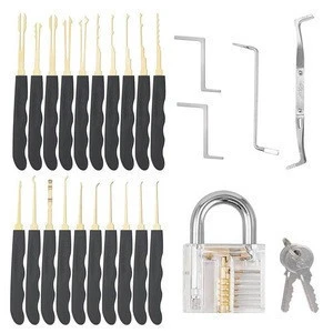 Hot sale Goso 24pcs locksmith supplies tools lock pick tools set with transparent padlock