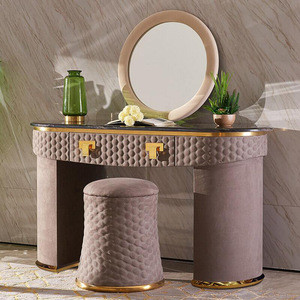 hot sale italian luxury dresser bedroom furniture decoration stainless steel dressing table sets with drawers