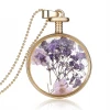 Hot Sale Jewelry Accessories DIY Handmade Pressed Dry Flower European Glass Bottle Pendant Necklace