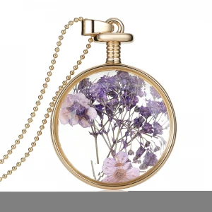 Hot Sale Jewelry Accessories DIY Handmade Pressed Dry Flower European Glass Bottle Pendant Necklace