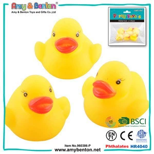 Hot sale small rubber farm animal toys yellow plastic ducks