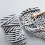 Hot sale winter thick cotton thread lazy blanket raw materials  handmade weave blanket