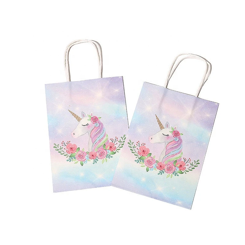 Hot Sales Cartoons Theme Party Gift Packing Bags Wholesale Candy Color Tote Bags Paper Bags With Your Own Logo