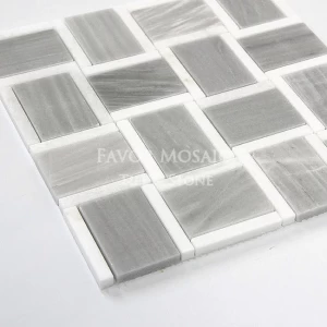 Hot selling 12"x12" basketweave marble mosaic grey tile kitchen and bathroom mosaic tiles