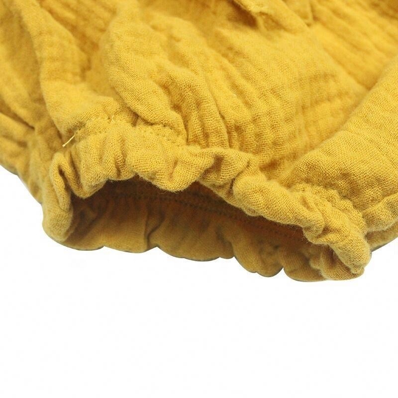 hot selling cotton baby bloomers gots certified organic cotton baby girls mustard muslin underwear