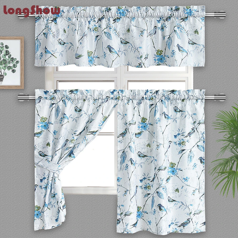 Hot-selling Jacquard polyester kitchen swag curtains for Holiday Decoration