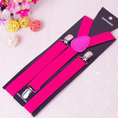 HOT Soild Color Belt Bowtie Set Suspenders Clip-on Y-Back Braces Elastic Adjustable