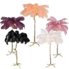 Hotel decoration designer modern palm tree stand copper ostrich feather floor lamp