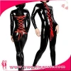 human body vinyl costume catsuit/zentai suits fetish for sexy tight red lace up front