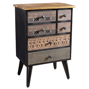 Industrial Living Room Furniture Cabinet Carved Four Drawer Two Chest Cabinet Night Stand Cabinet