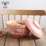 Instant noodle ceramic bowl with lid large lunch box Japanese student ceramic set hotel household ramen bowl canteen tableware