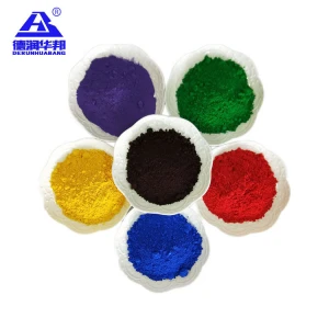 Iron oxide pigments, color concrete pigments, cement products and pigments