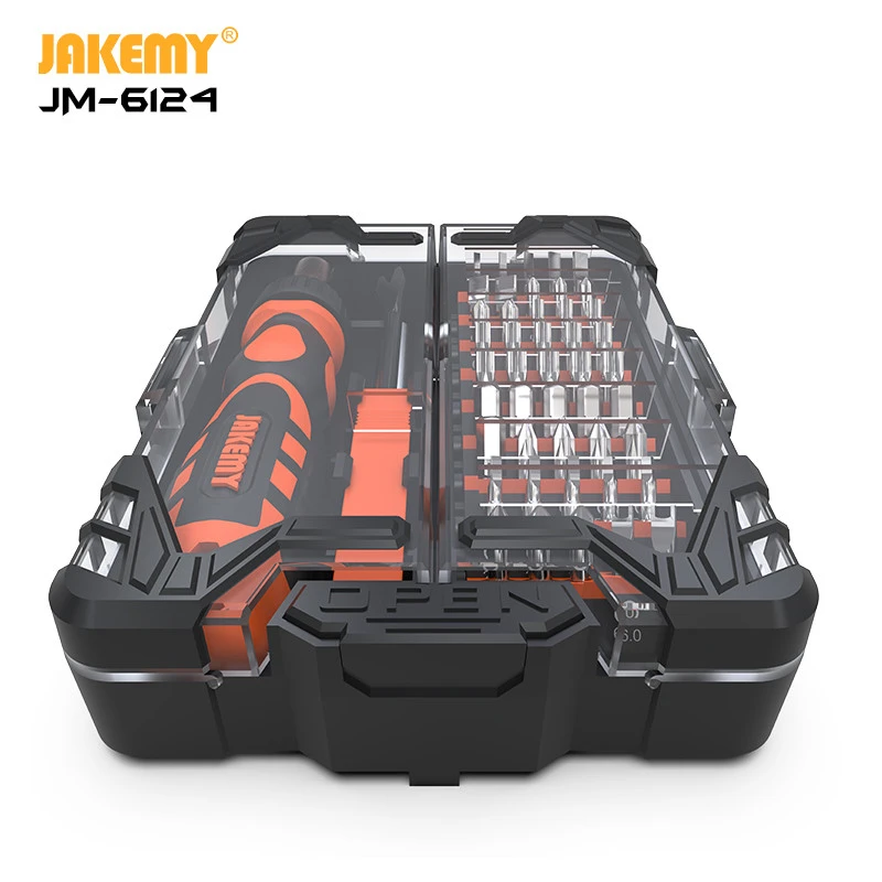 JAKEMY NEW PRODUCT JM-6124  Precise Mini Screwdriver Set with Adjustable Labor-saving Ratchet Handle for Household DIY Repair