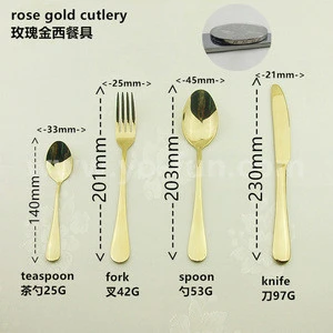 JAY100 France hotel SUS 18/8 elegant rose full plated gold stainless steel spoon fork
