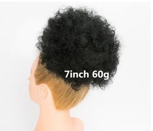 KellyMei synthetic 7inch medium size Afro curl clip in hair buns chignon kinky ponytail