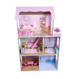 Kids diy wooden doll house furniture toys