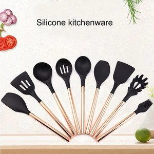 Kitchen Accessories Rose Gold Handle Silicone Cooking Utensils Cookware Tools Set