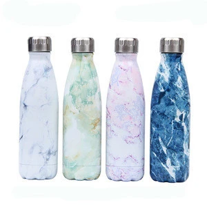 Leak-proof Bottle Stainless Steel Travel Cycling Hiking Camping Bicycle Marble Cola Water Bottle