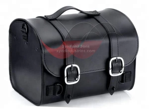 Leather Plain Motorcycle Trunk Saddle Bag with Quick Release Buckles (Bgg-01)