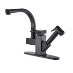 Led Kitchen Faucet Matte Black Chrome Pull Out Spout Kitchen Sink Faucet with10 inch Cover 360 Degree Rotation  Stream Sprayer