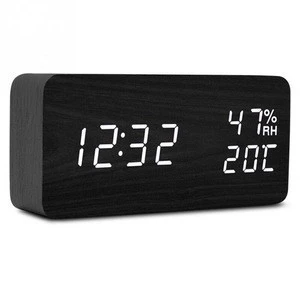 LED Wooden Alarm Clock Watch Table Voice Control USB/AAA Digital Wood Despertador Electronic Desktop Powered Clocks Table Decor