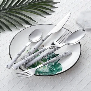 Long Tang Camping Cutlery 24 Piece Stainless Steel  Indox Flatware Set