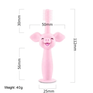 Lovely Monkey Rabbit Pig Baby Toothbrush Silicone With Suction Base