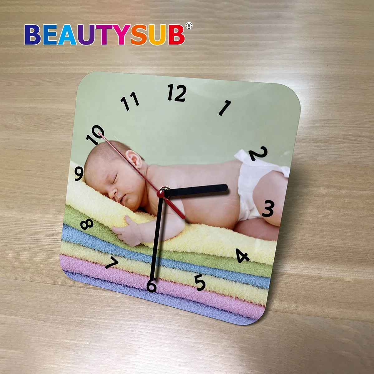 LS-CC008 HD sublimation Aluminum Clock dye sublimation metal clocks gloss white blanks with movement for heat transfer printing