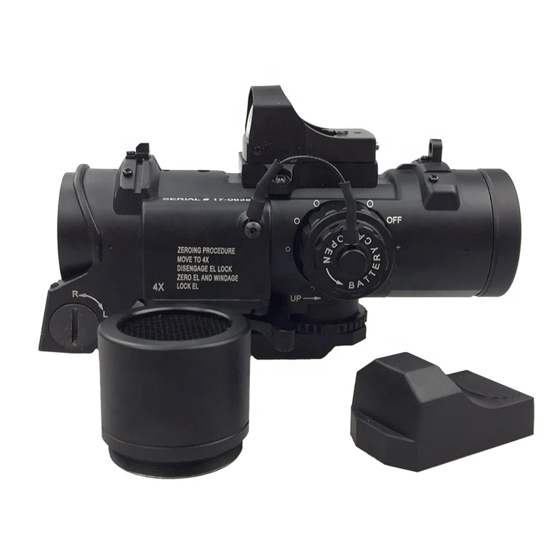 LUGER Tactical 4x Fixed Dual Riflescope Red Green Dot Illuminated Sight Optical Scope For Air Gun Rifle Hunting Shooting