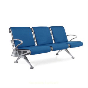 Luxurious Red PU cushion aluminum 3 seater airport waiting room chair
