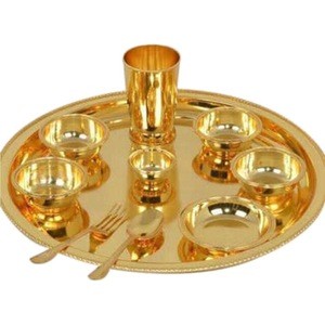 Luxury Design Brass Metal Dish Plates Set