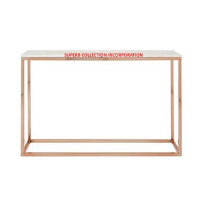 Luxury Modern Uniqui Rose Gold Stainless Steel Mirrored Console Table With Glass Top Direct Factory Sale