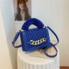 Luxury thick chain fur handle check bag ladies shoulder crossbody hand bags women 2022 purse and handbag