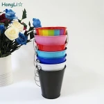 made in china colored printing metal pail with cap