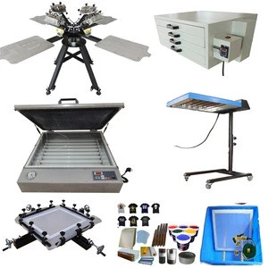 Manual desktop 4 color 4 station t shirts screen printing machine with strong base