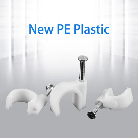 Manufacturers fastening electric wire waterproof plastic steel nail white flat circle path cable clips
