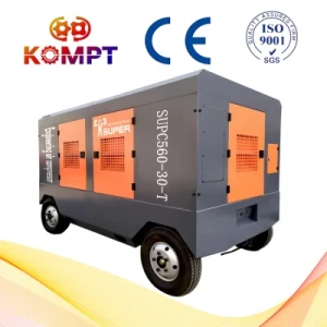 Mature Factory Similar Trailer Mounted Portable Movable Diesel Screw Air Compressor 200-1800 Cfm for Drilling Machine