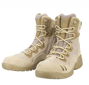 Mens Lace Up Military Tactical Boot With Side Zipper