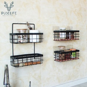 Buy Metal Wall Hanging Kitchen Storage 2 Tiers Metal Wire Rack Rustic ...