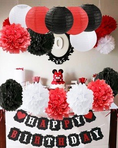 Mickey Mouse Birthday Party Decorations White Red Black baby shower Minnie Mouse Party Supplies set happy birthday banner