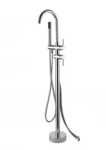Modern Design Brass Floor Stand Black Bath Shower Mixer Freestanding Bathtub Faucet